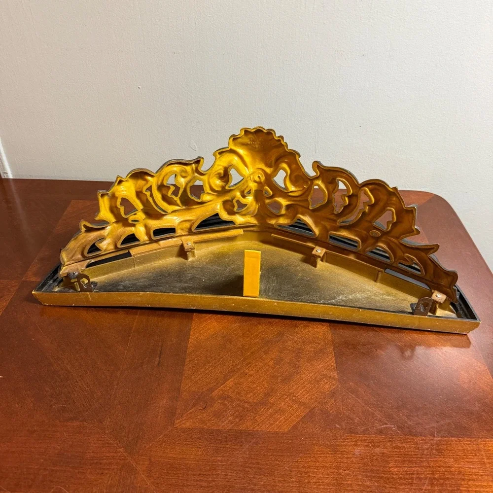 Vintage 1971 Dart Industries Wall Shelf 1084 Black Gold Rococo Baroque Ornate